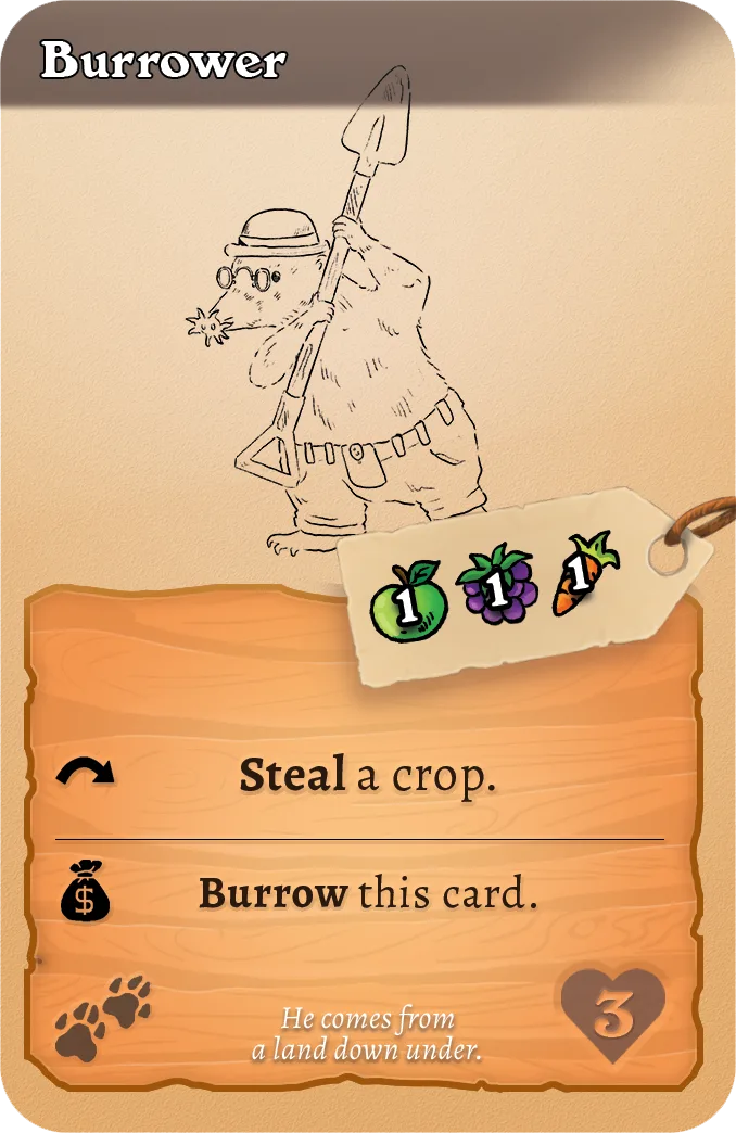 Burrower card