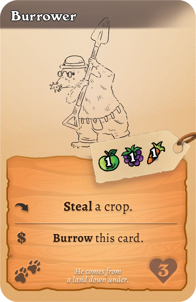 Burrower card