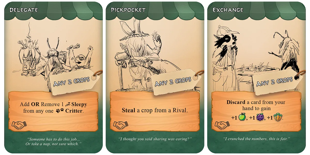 Examples of a few Favour cards.