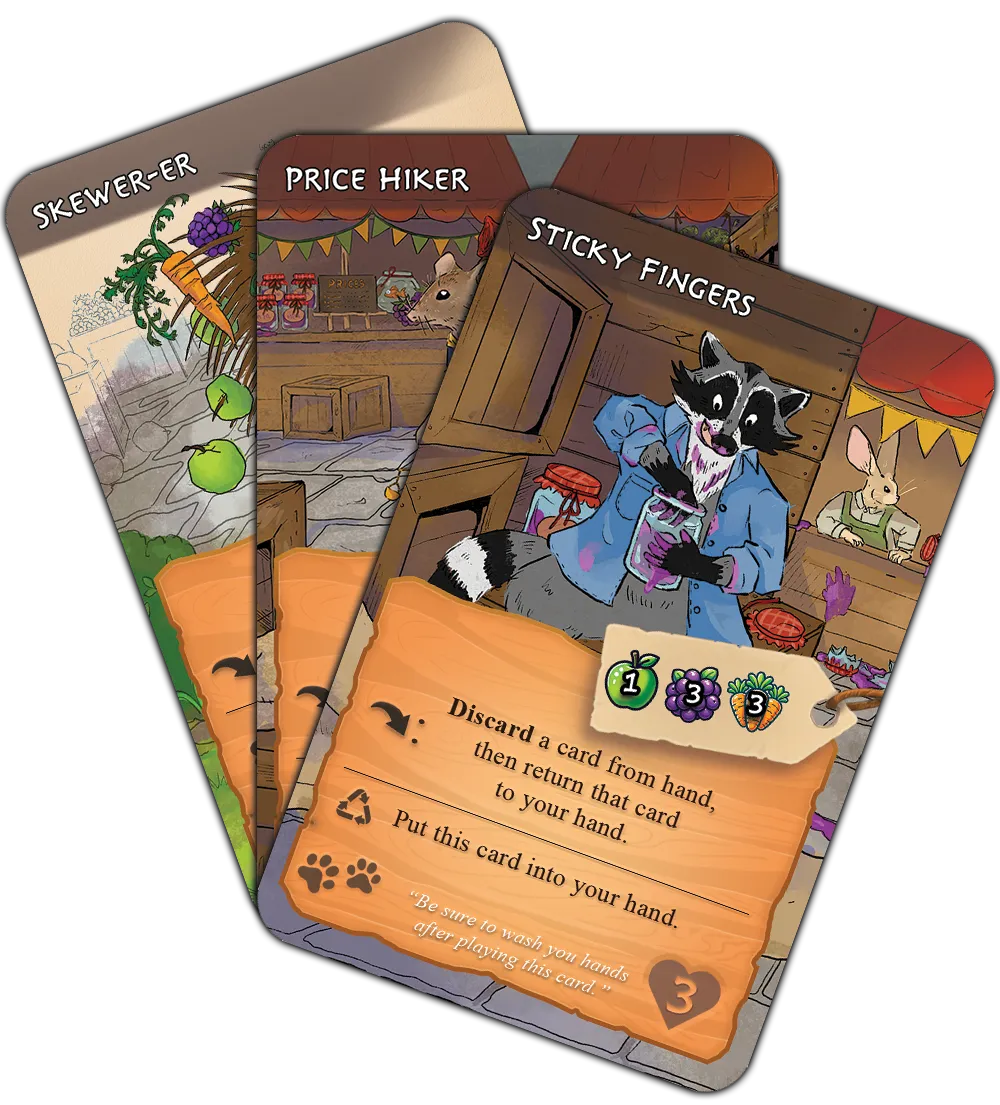 Three Critters cards fanned out