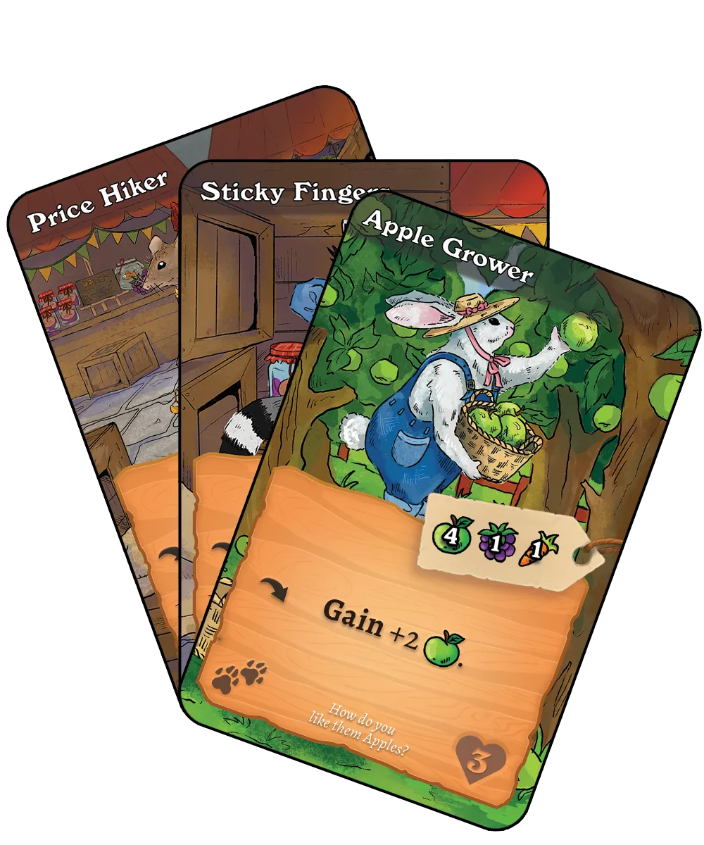Three Critters cards fanned out